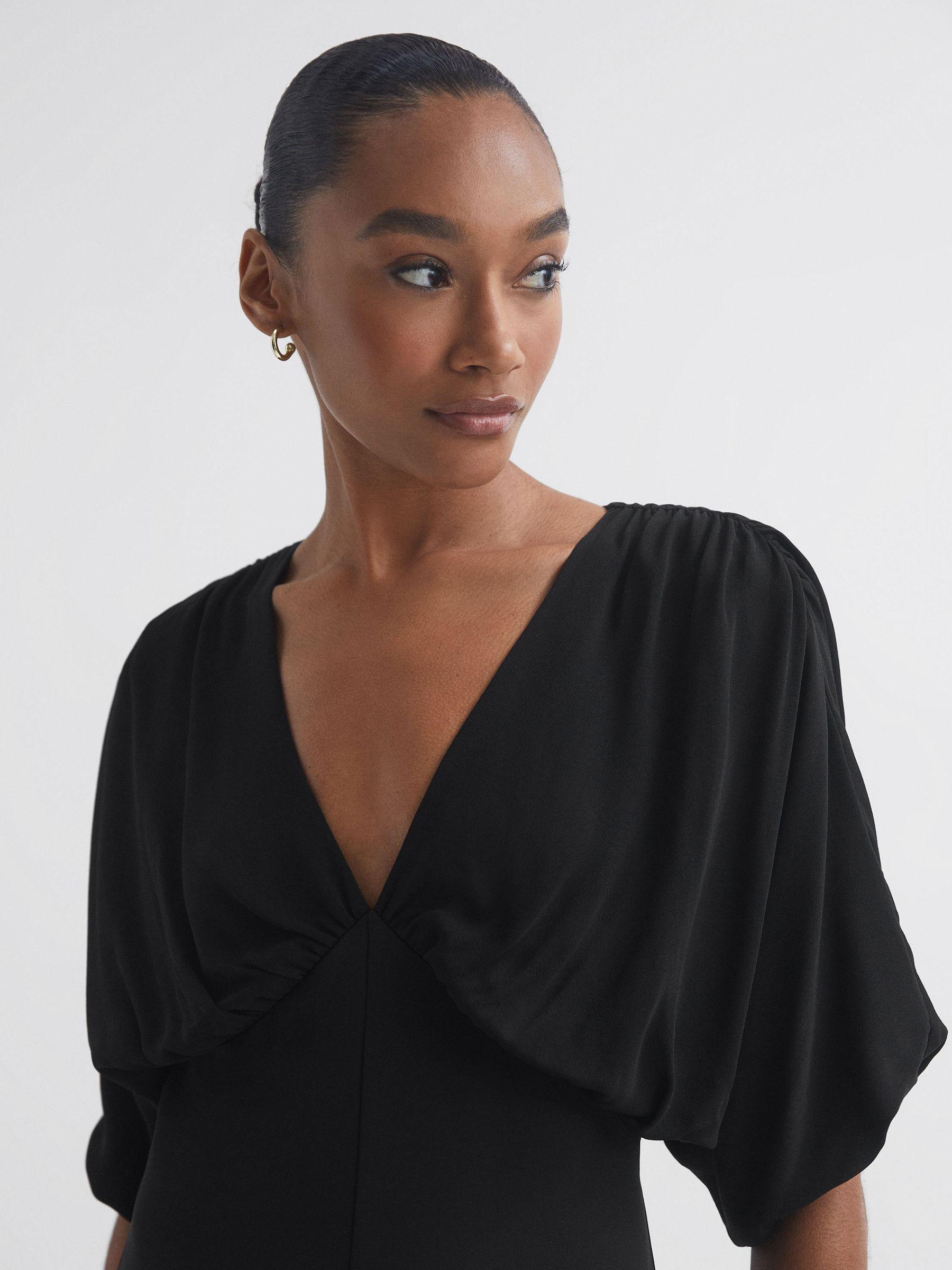 Florere Plunge Neck Wide Leg Jumpsuit in Black Product Image