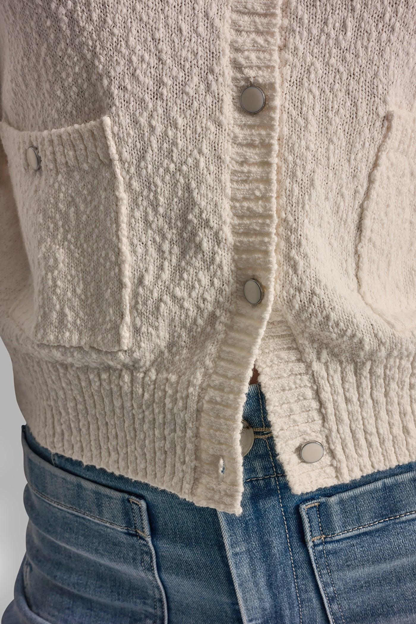 CREW NECK CARDIGAN WITH PATCH POCKETS Product Image