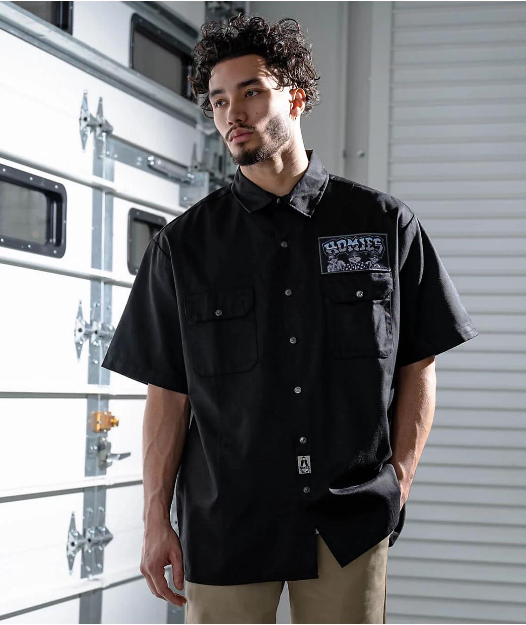 DGA Homies 8ball Trio Black Button Up Short Sleeve Shirt Product Image