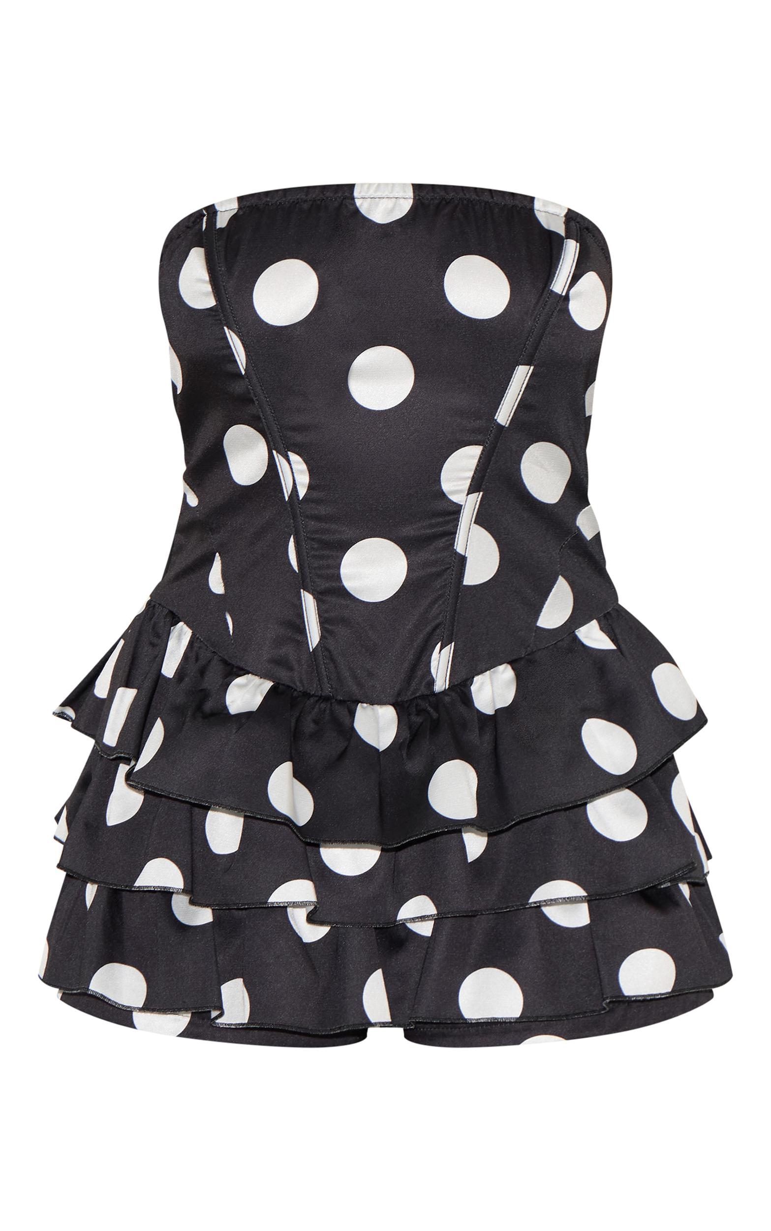 Black Polka Dot Rara Skort Woven Romper Product Image