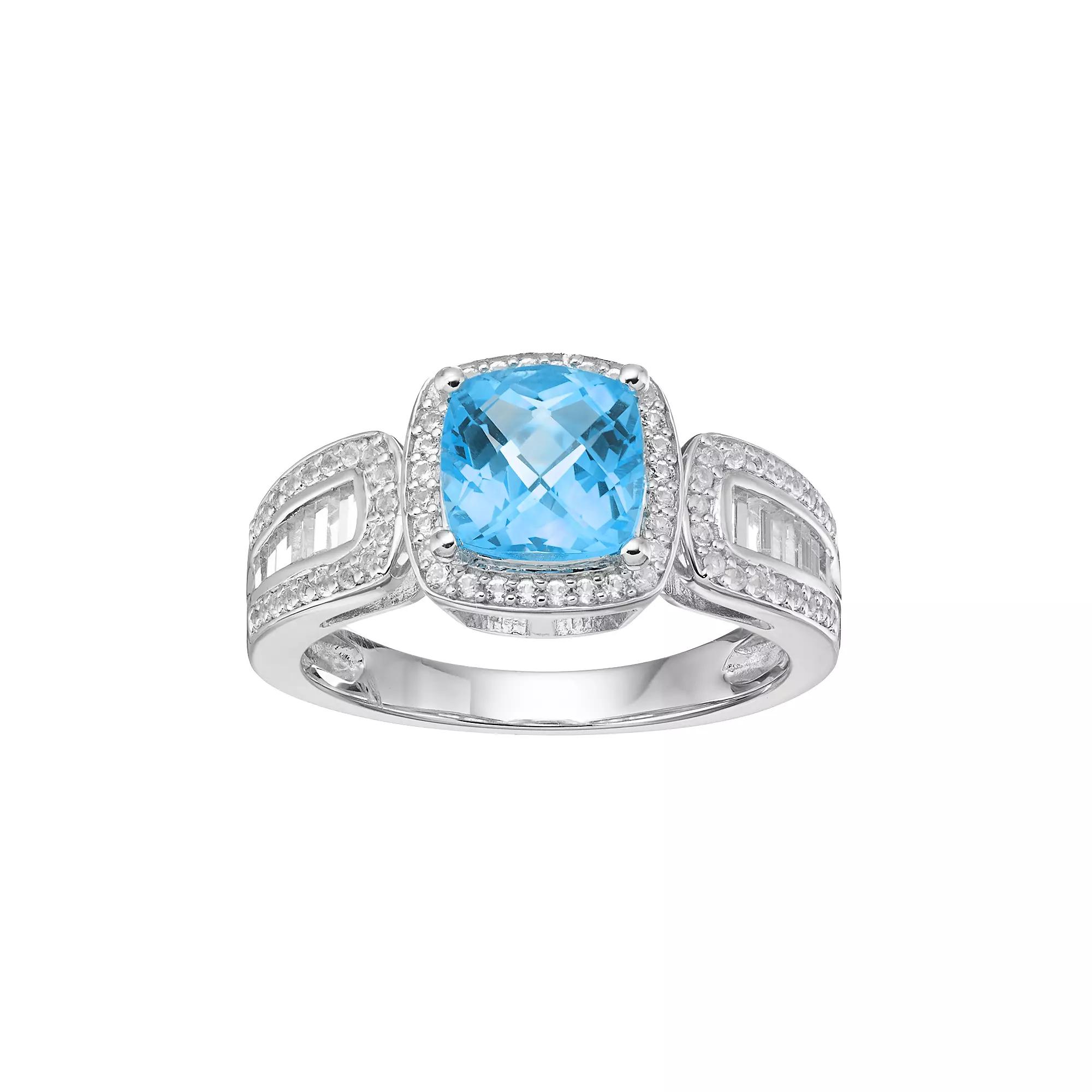 MASTERPIECE Sterling Silver Citrine & Lab-Created White Sapphire Halo Ring, Women's,  Product Image