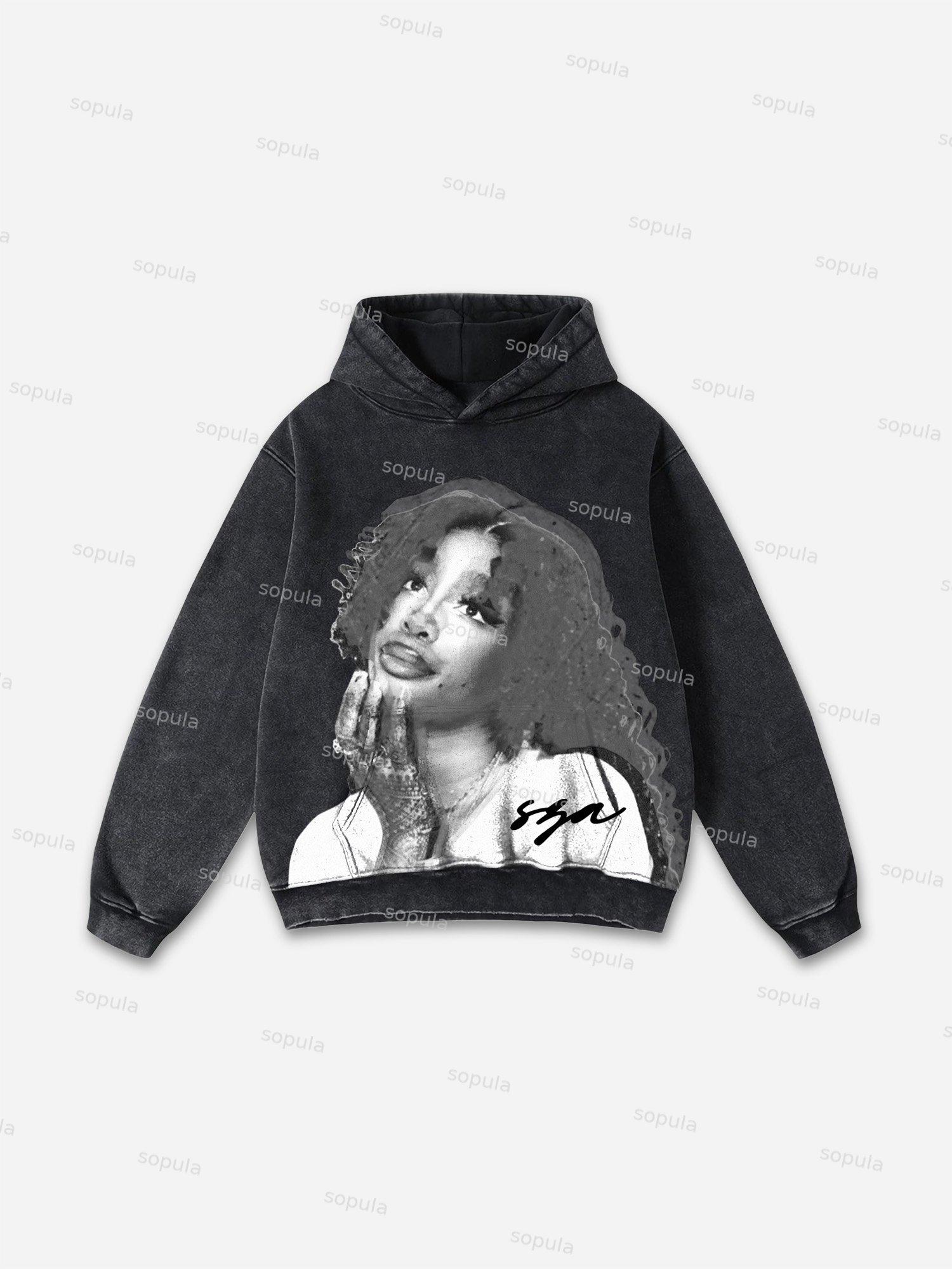 Western Skeleton Knight Cowboy Graphic Washed Hoodie Product Image