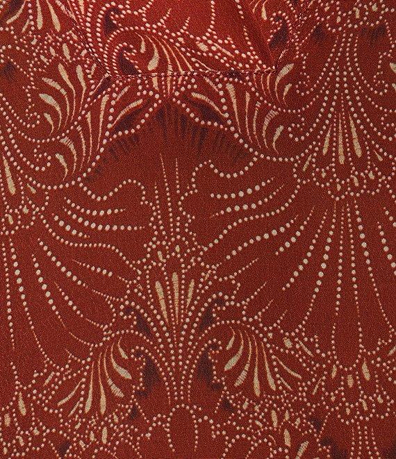 APNY Woven Printed Spread Collar Long Sleeve Blouse Product Image