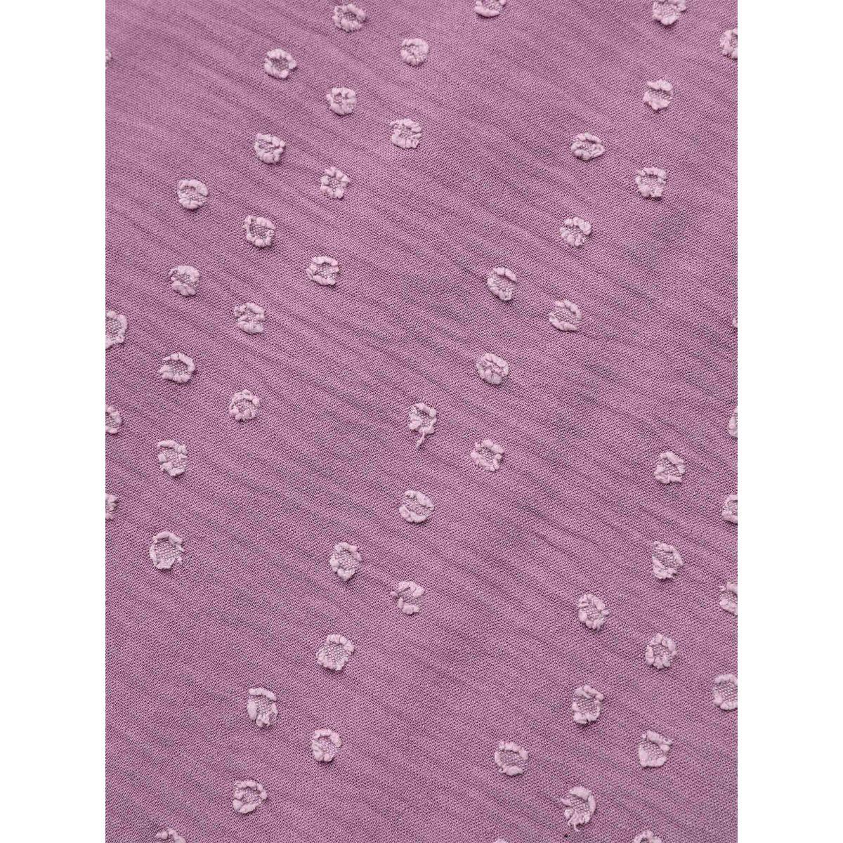 Plus Size Mauve Textured Round Neck Ruffled Sleeve Shirt Women Elegant Short sleeve Round Neck Everyday Blouses BloomChic 26/4X Product Image