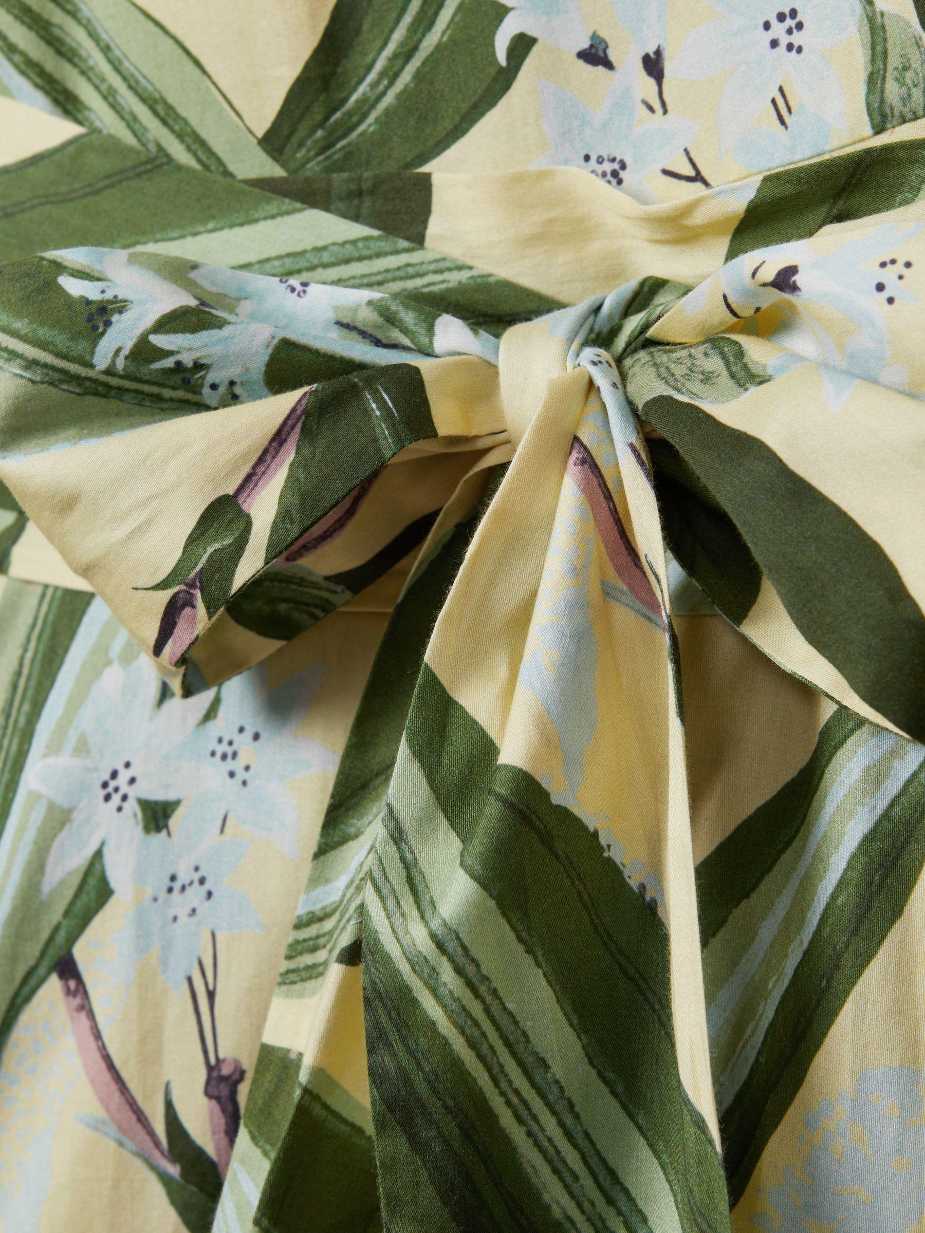 Florere Printed Wrap Midi Dress in Pale Yellow Product Image