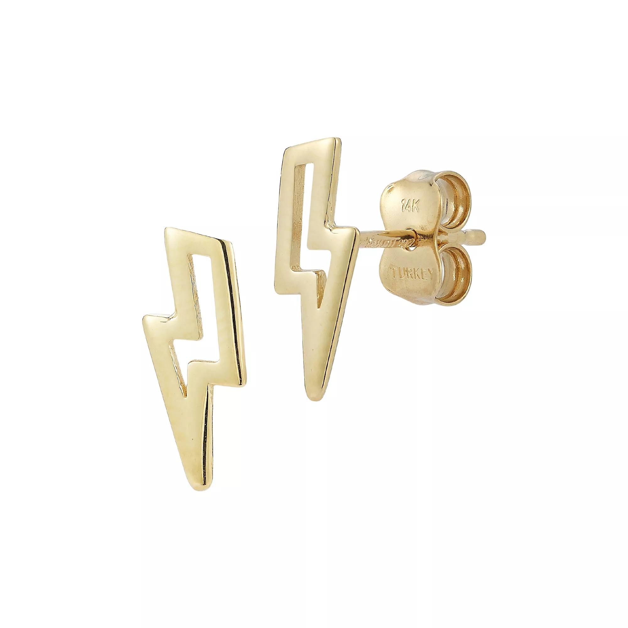 LUMINOR GOLD 14k Gold Bolt Cutout Stud Earrings, Women's Product Image