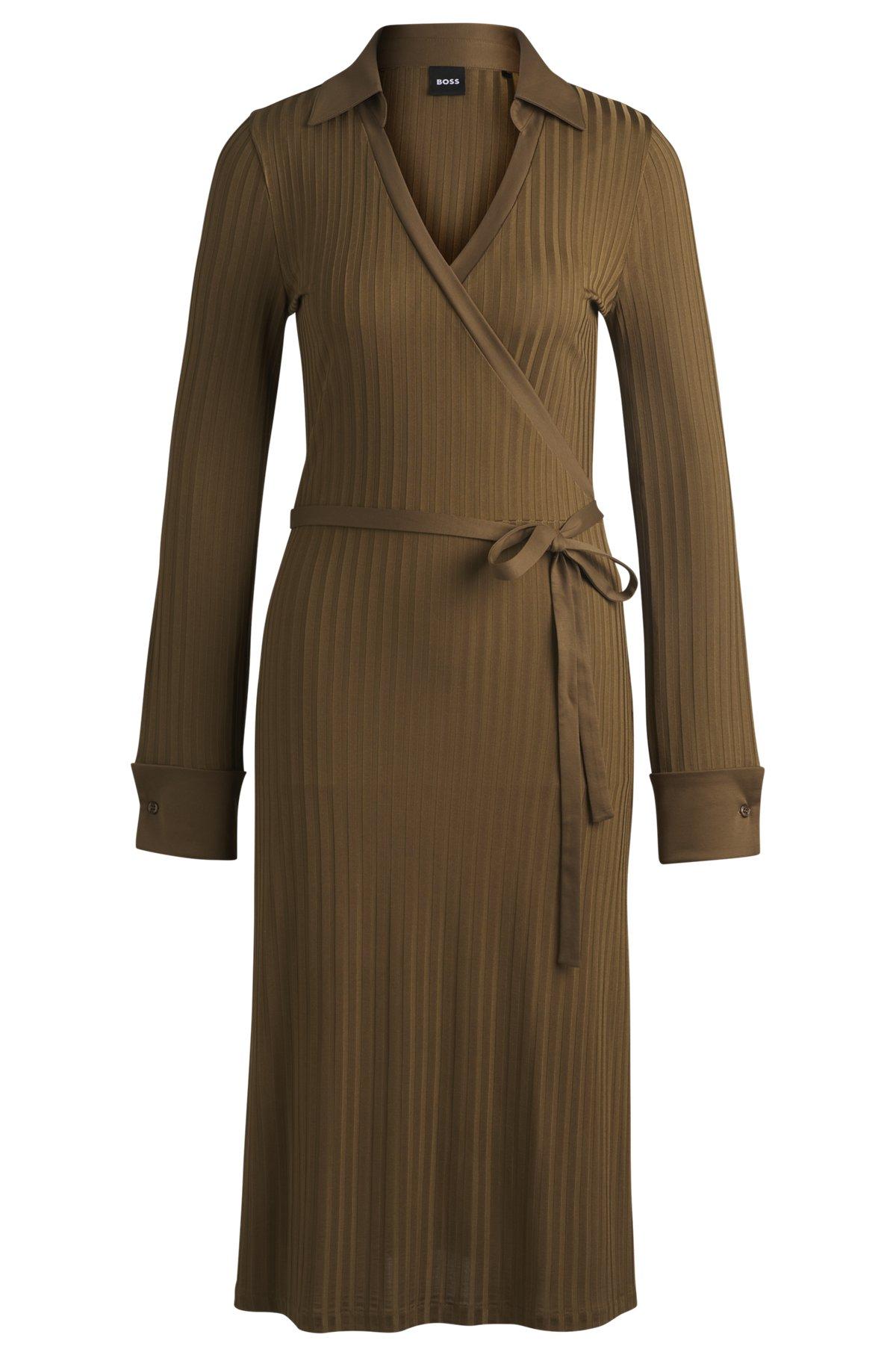 Wrap dress in lustrous ribbed jersey Product Image