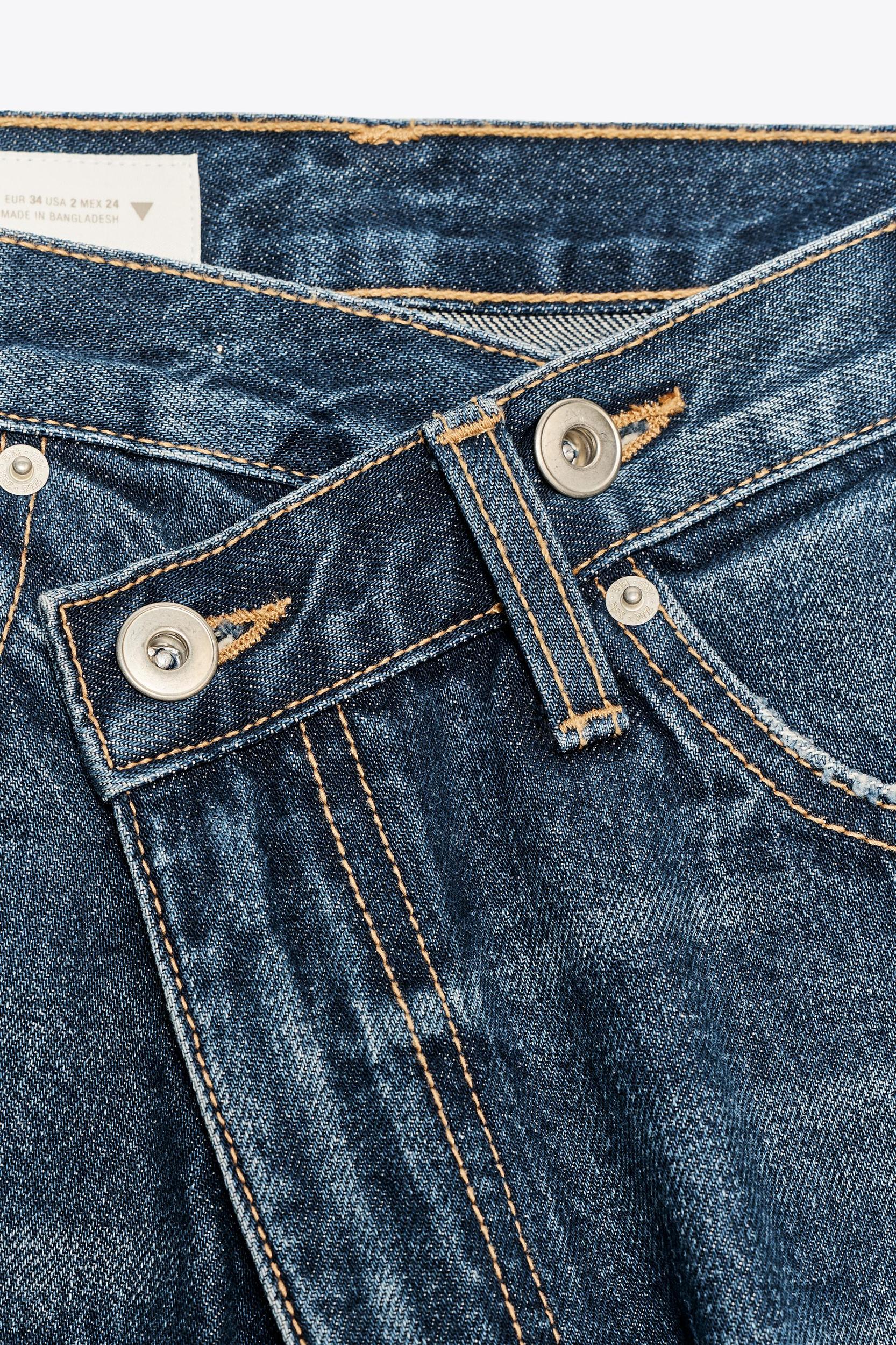 TRF HIGH WAIST CROSSOVER WAIST WIDE LEG JEANS Product Image