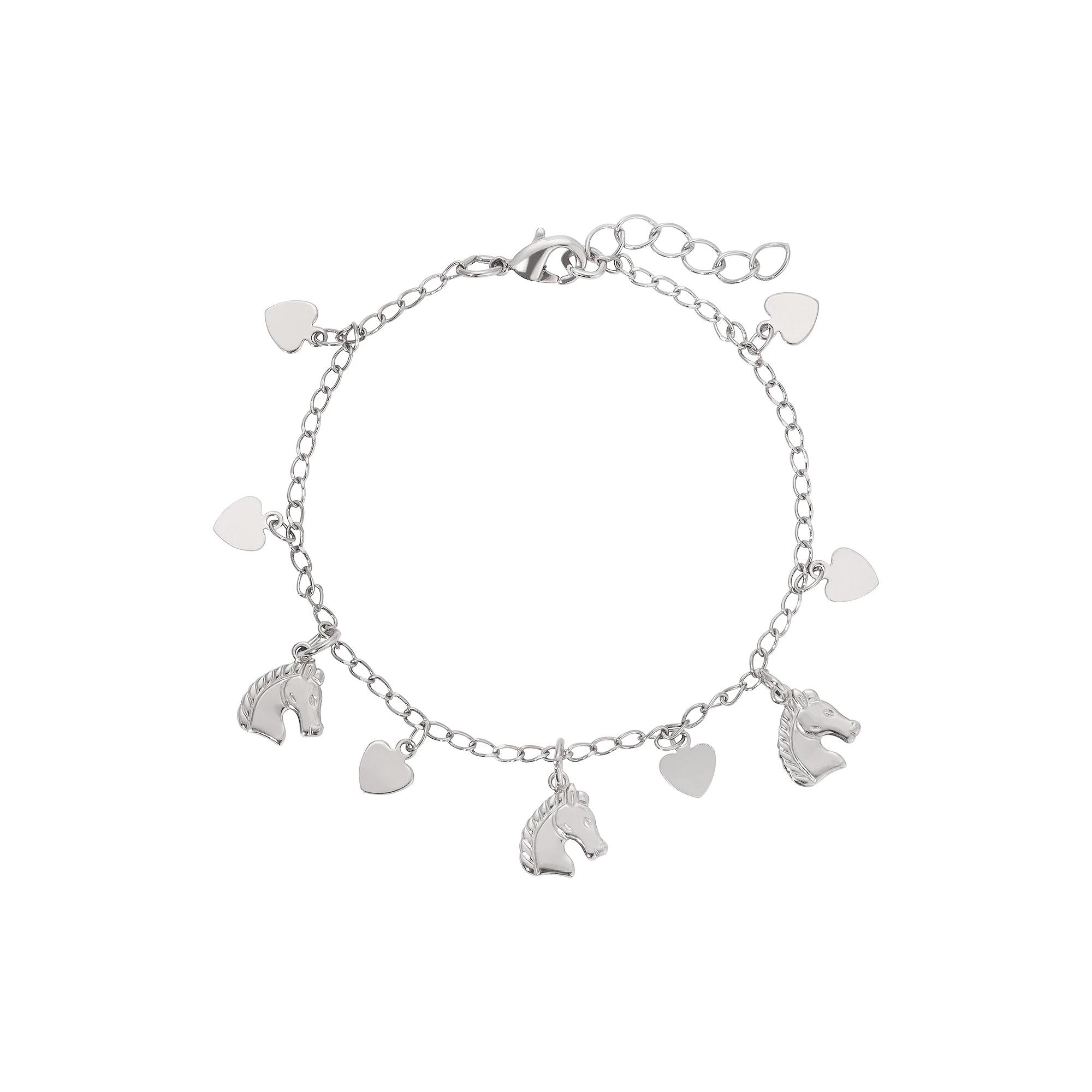 1928 Silver Tone Horse & Heart Charm Bracelet, Womens, Gray Product Image