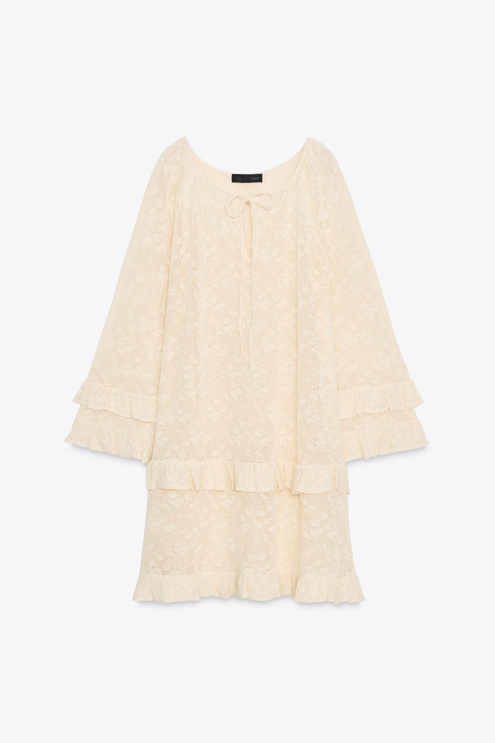 POINTELLE KNIT RUFFLE DRESS Product Image