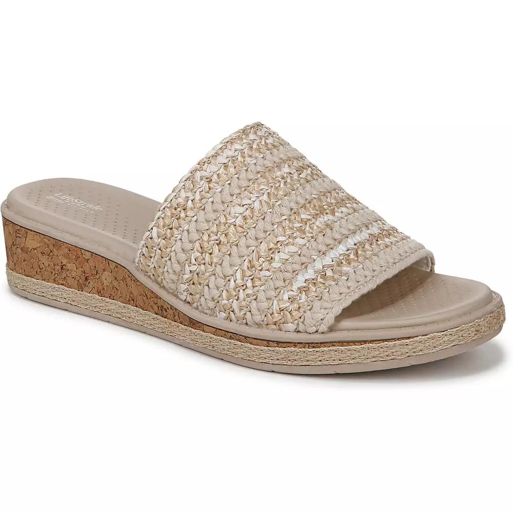LifeStride Breezy Women's Slide Sandals, Size: 8, White Raffia Product Image
