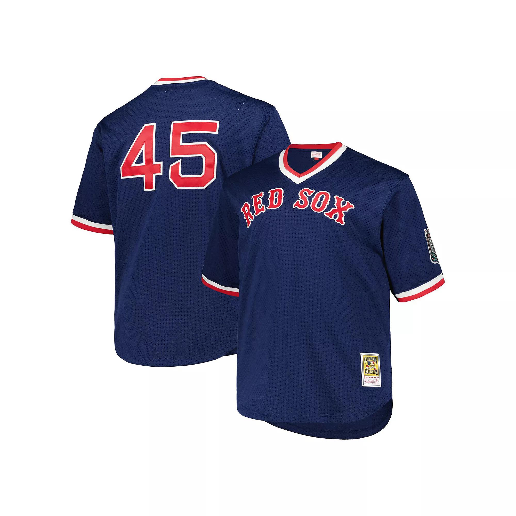 Men's Mitchell & Ness Pedro Martinez Navy Boston Red Sox 1999 Cooperstown Collection Mesh Pullover Jersey,  Product Image