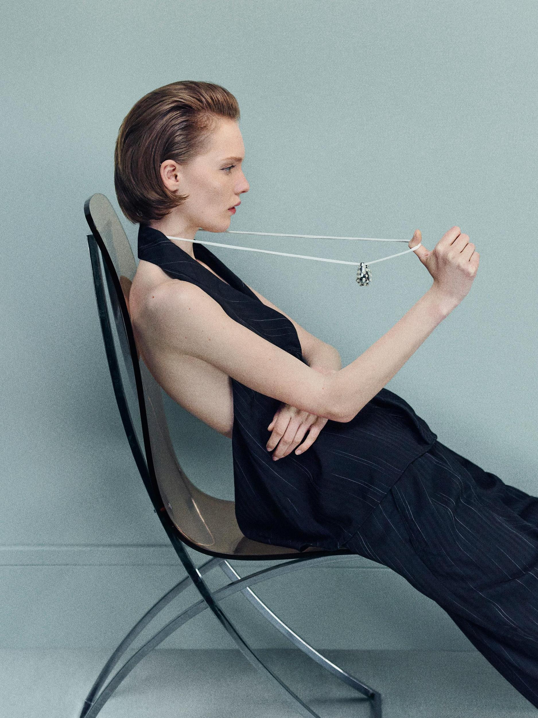 Darted trousers with stripe print detail Product Image