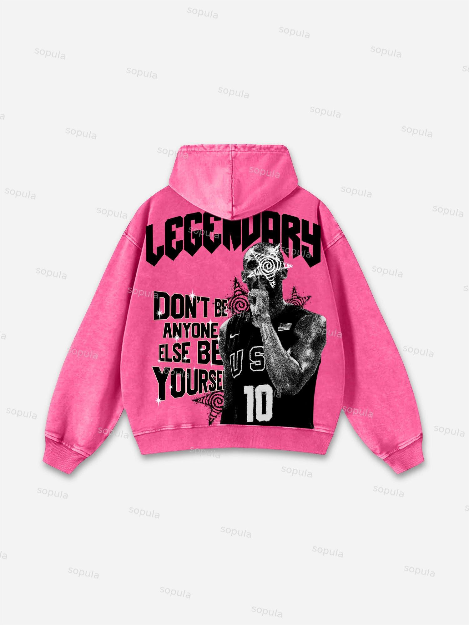 Vintage Pattern Print Acid Washed Oversized Hoodie Product Image