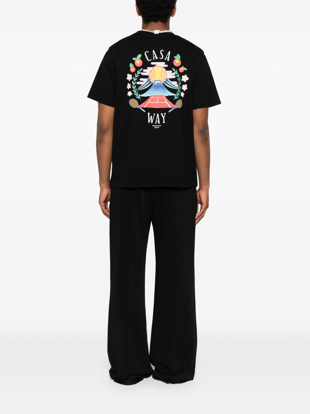 CASABLANCA Mens Casa Way Mountain Brand-print Cotton-jersey T-shirt In Black Product Image