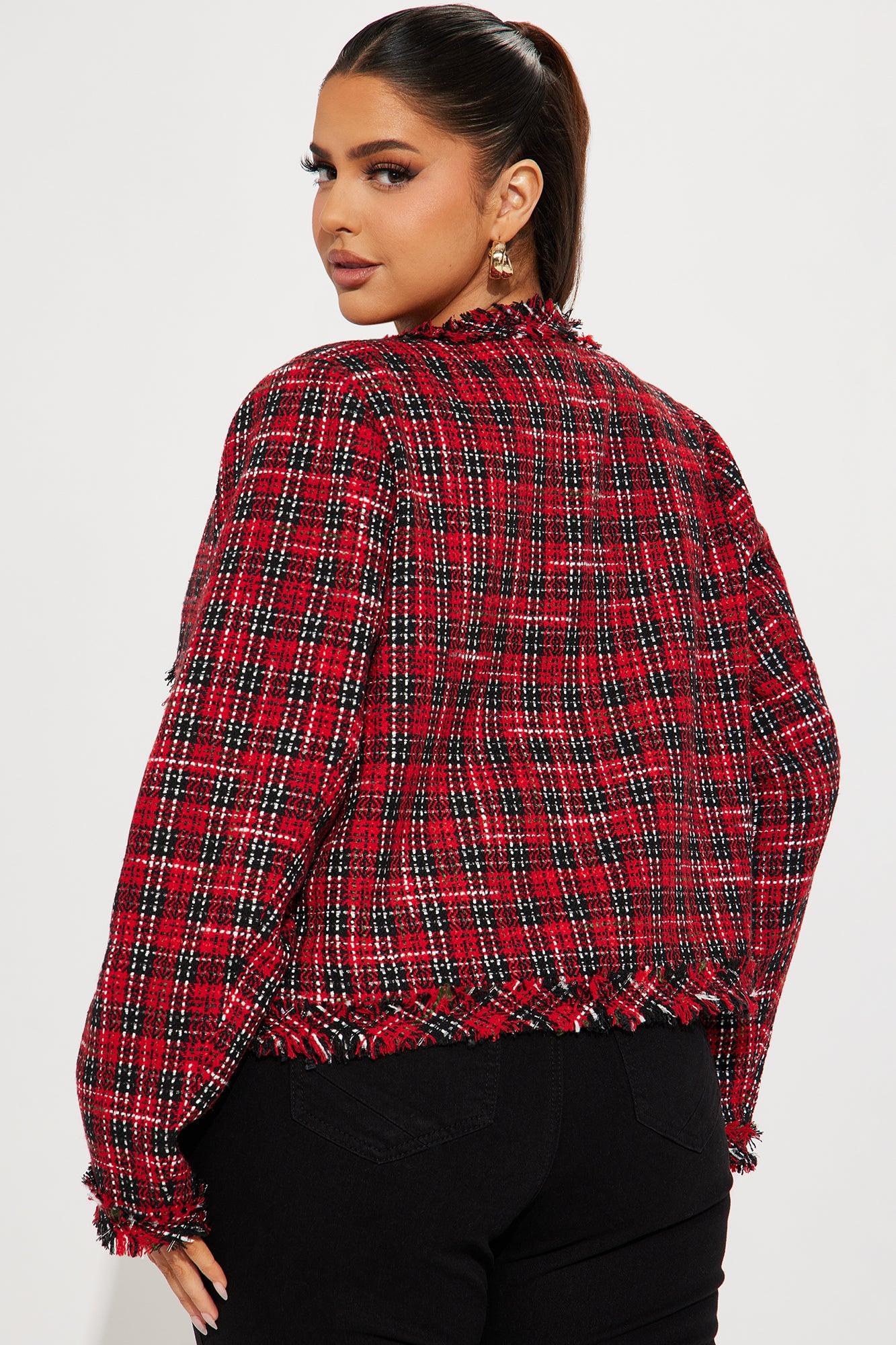 Keep It Vintage Tweed Blazer - Red/combo Product Image