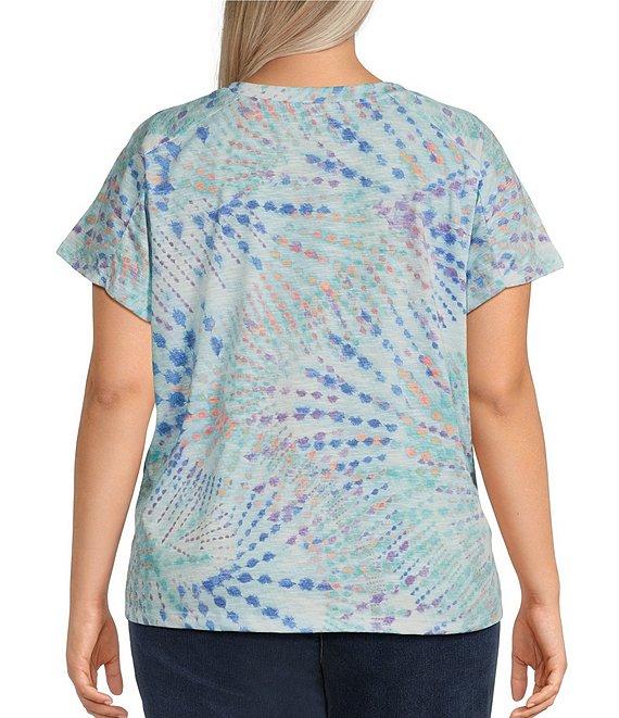 Democracy Plus Size Tie-Dye Knit Crew Neck Short Sleeve Boyfriend Tee Shirt Product Image