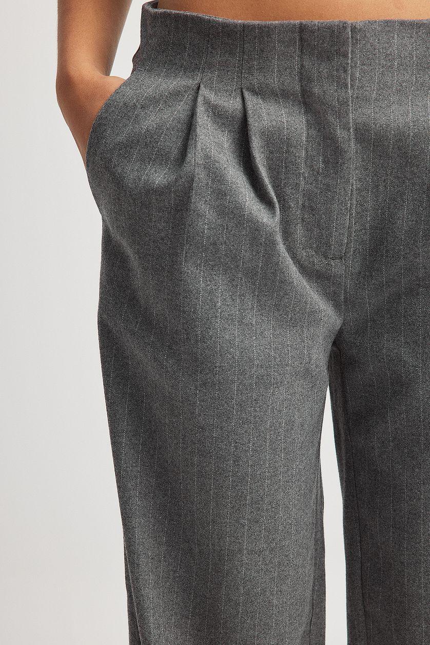 Striped Straight Low Waist Suit Pants Product Image