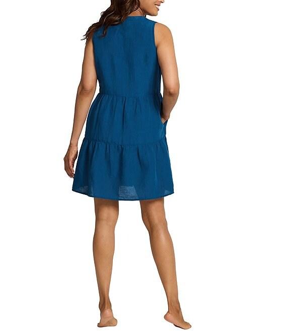 Tommy Bahama St. Lucia Split V-Neck Tiered Hem Dress Swim Cover-Up Product Image