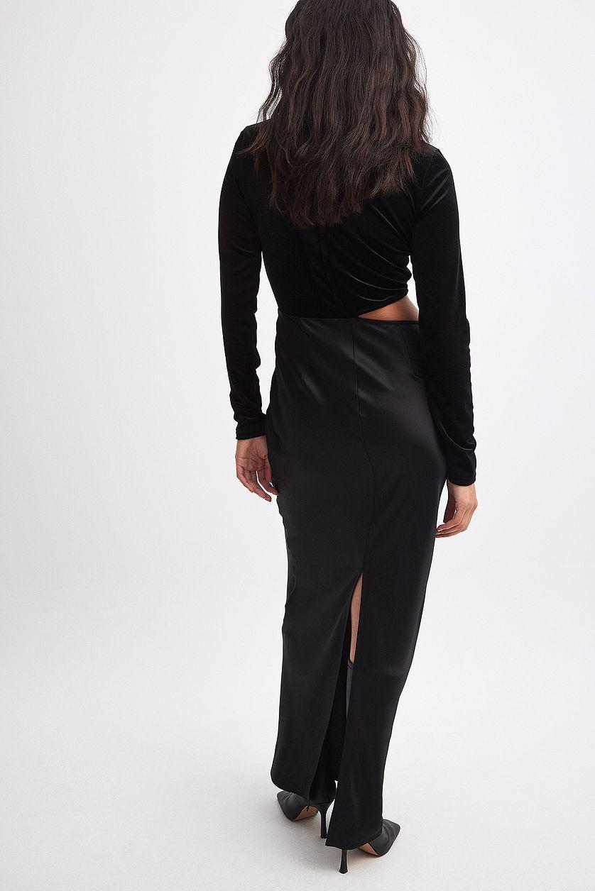 Velvet Satin Maxi Dress Product Image