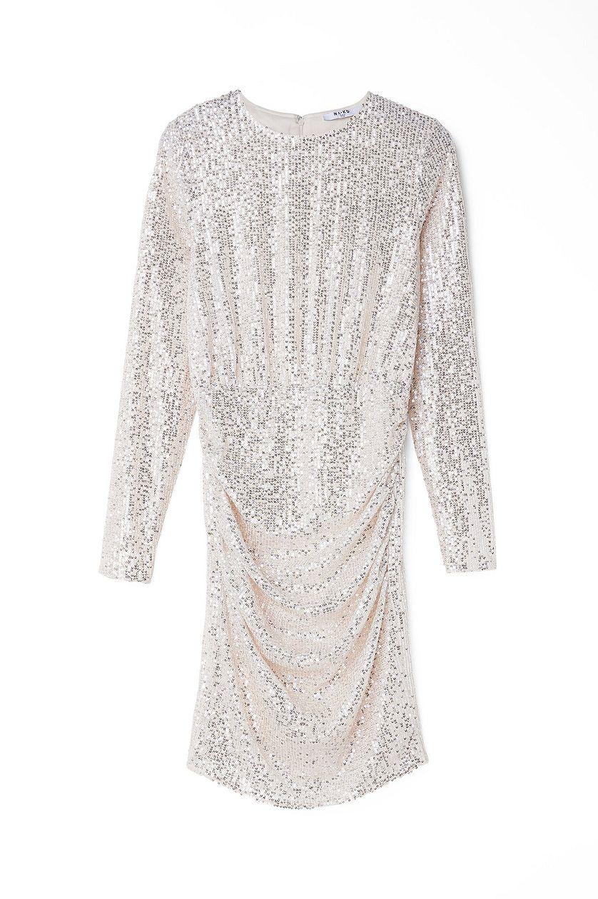 Rouched Sequin Mini Dress Product Image