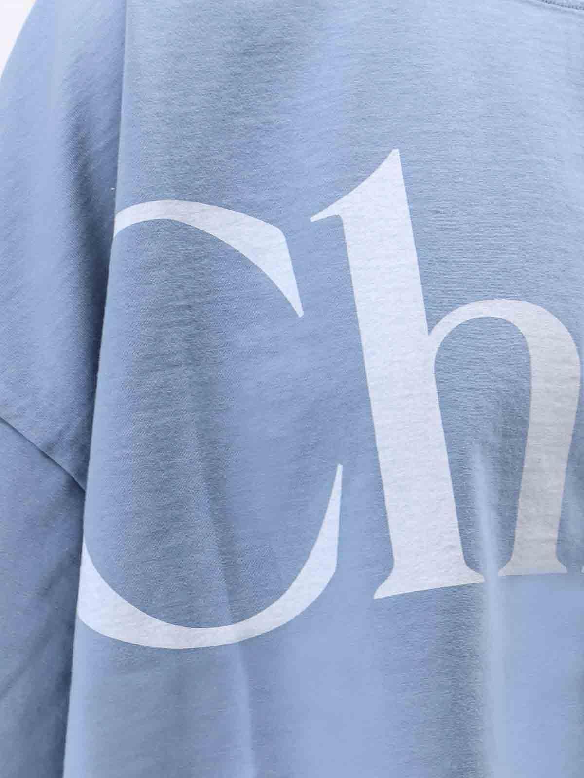 CHLOÉ Women Light Blue Jersey Cropped Logo T-shirt Product Image