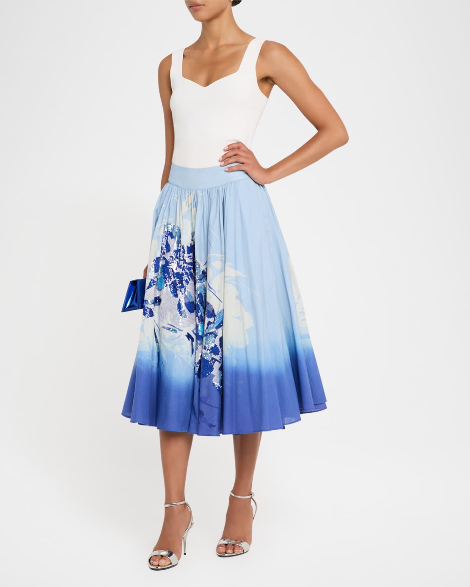 Selwyn Ombre Sequin Floral-Print Midi Skirt Product Image