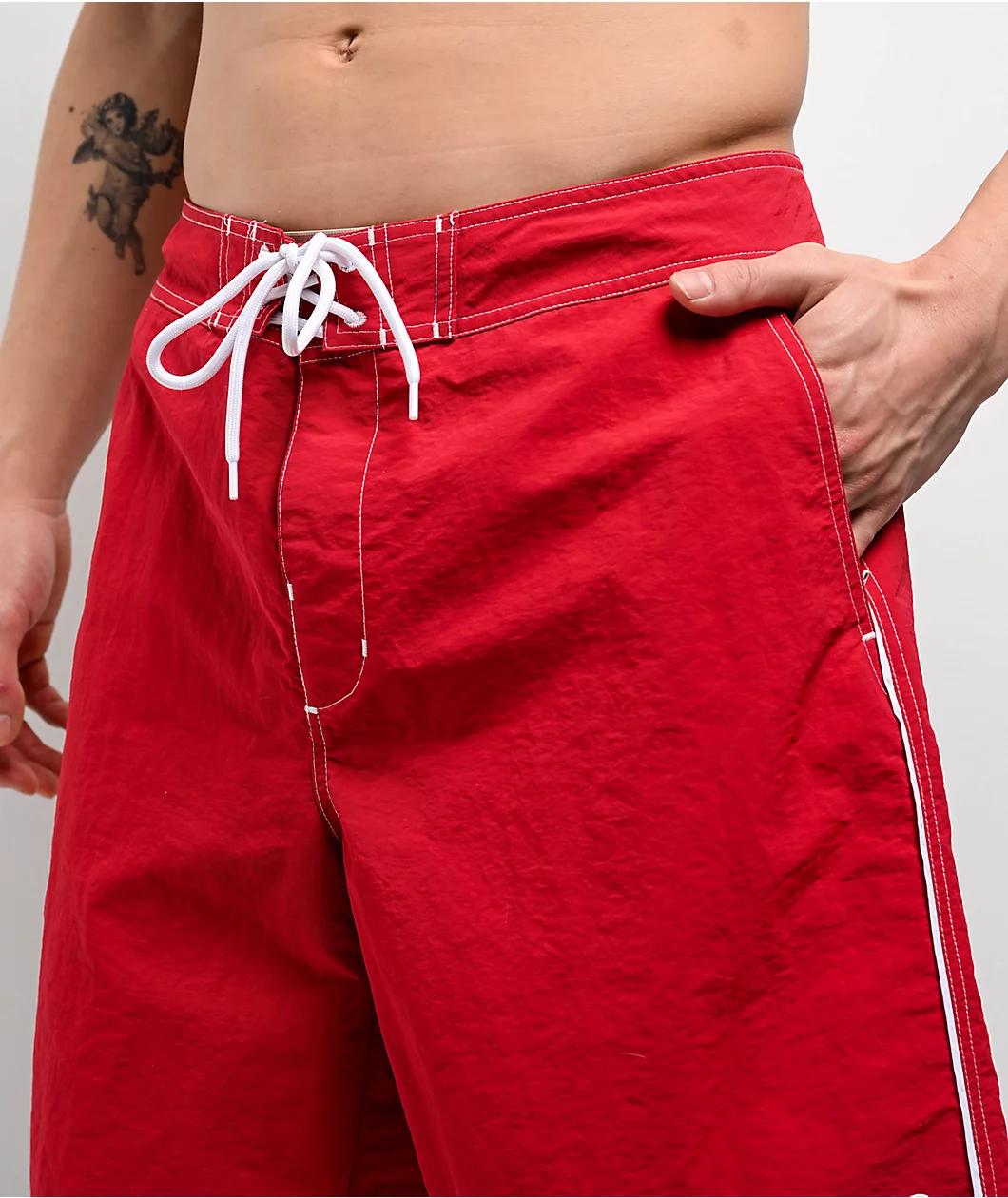Empyre Rail Sidestripe Red Board Shorts Product Image