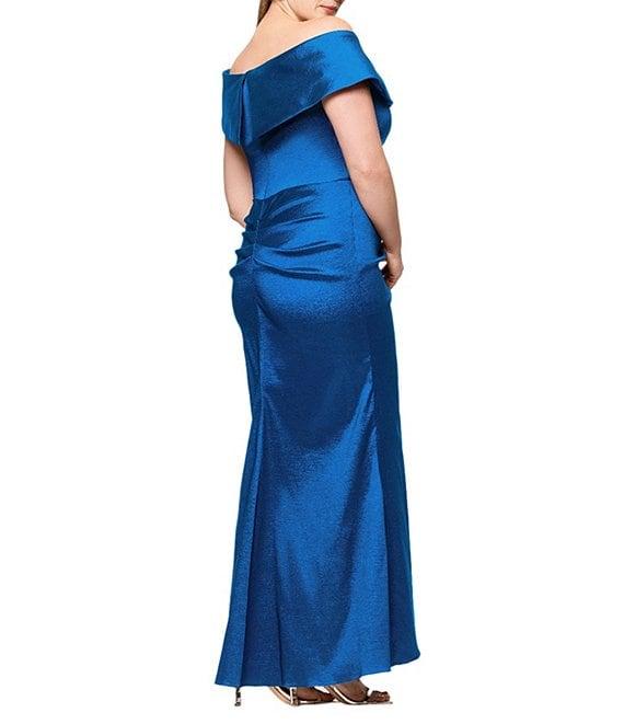 Xscape Plus Size Off-The-Shoulder Sweetheart Neck Taffeta Mermaid Gown Product Image