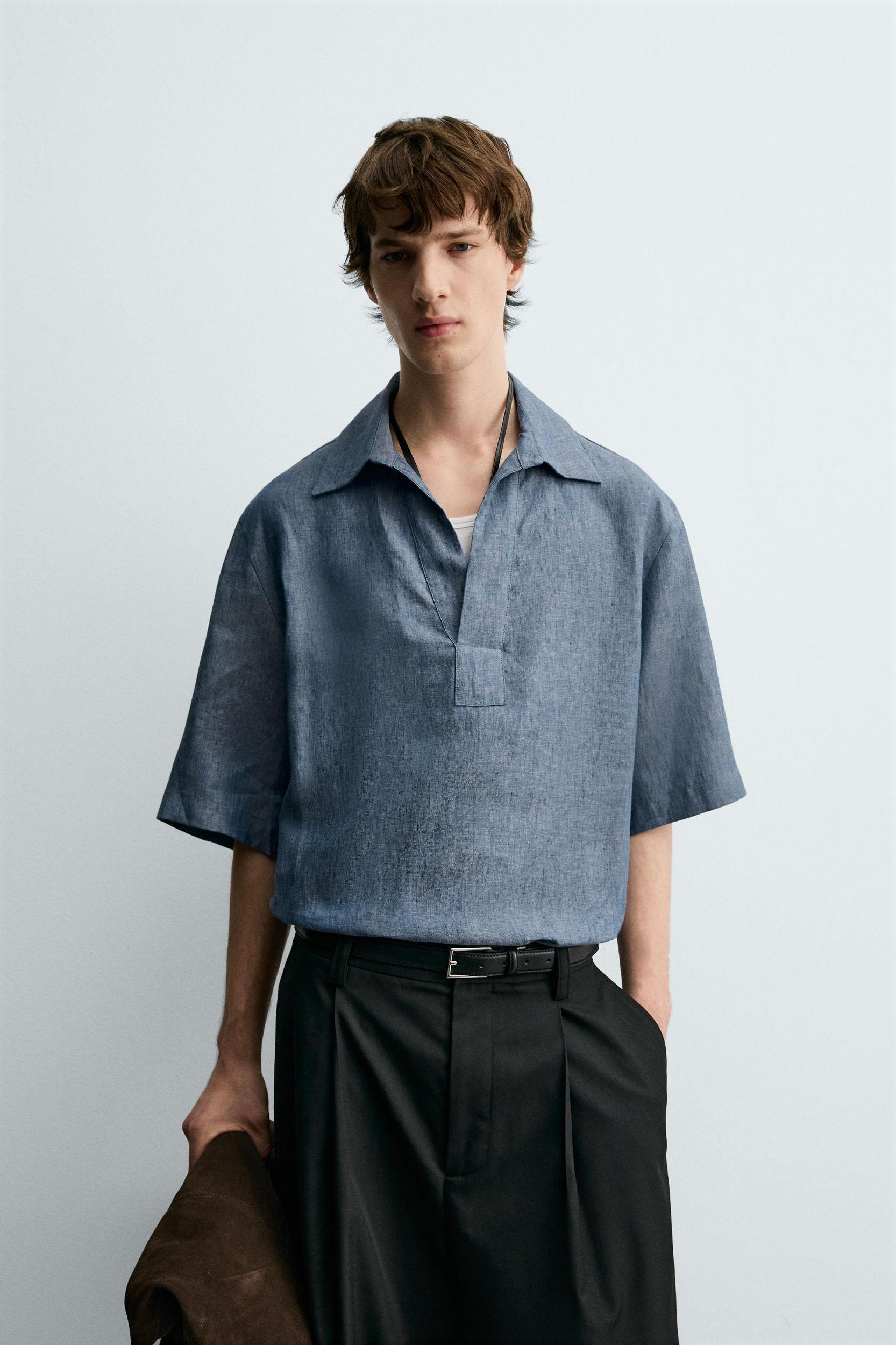 100% LINEN POLO SHIRT Product Image