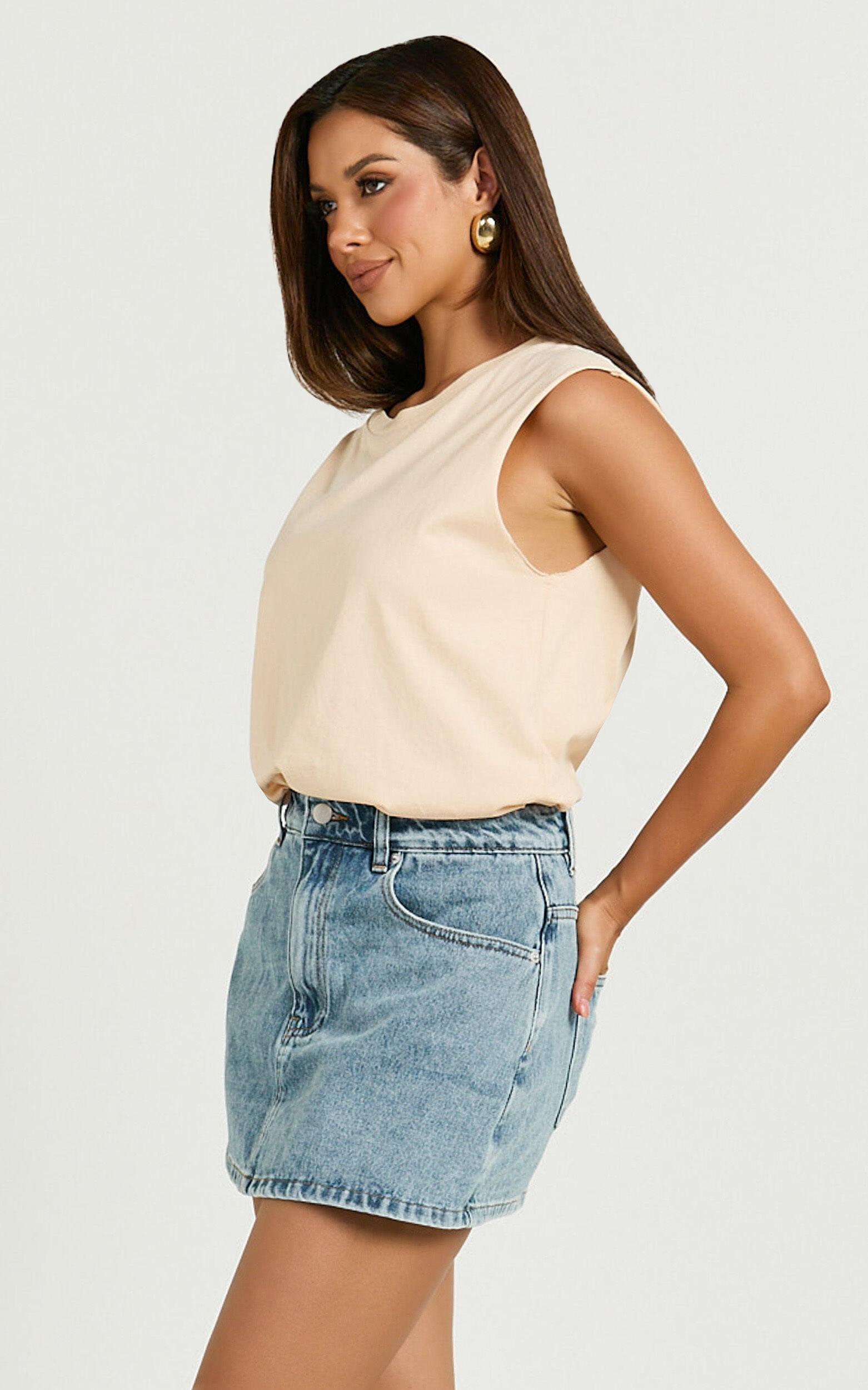 Gia Tee - High Neck Tshirt in Nude Product Image