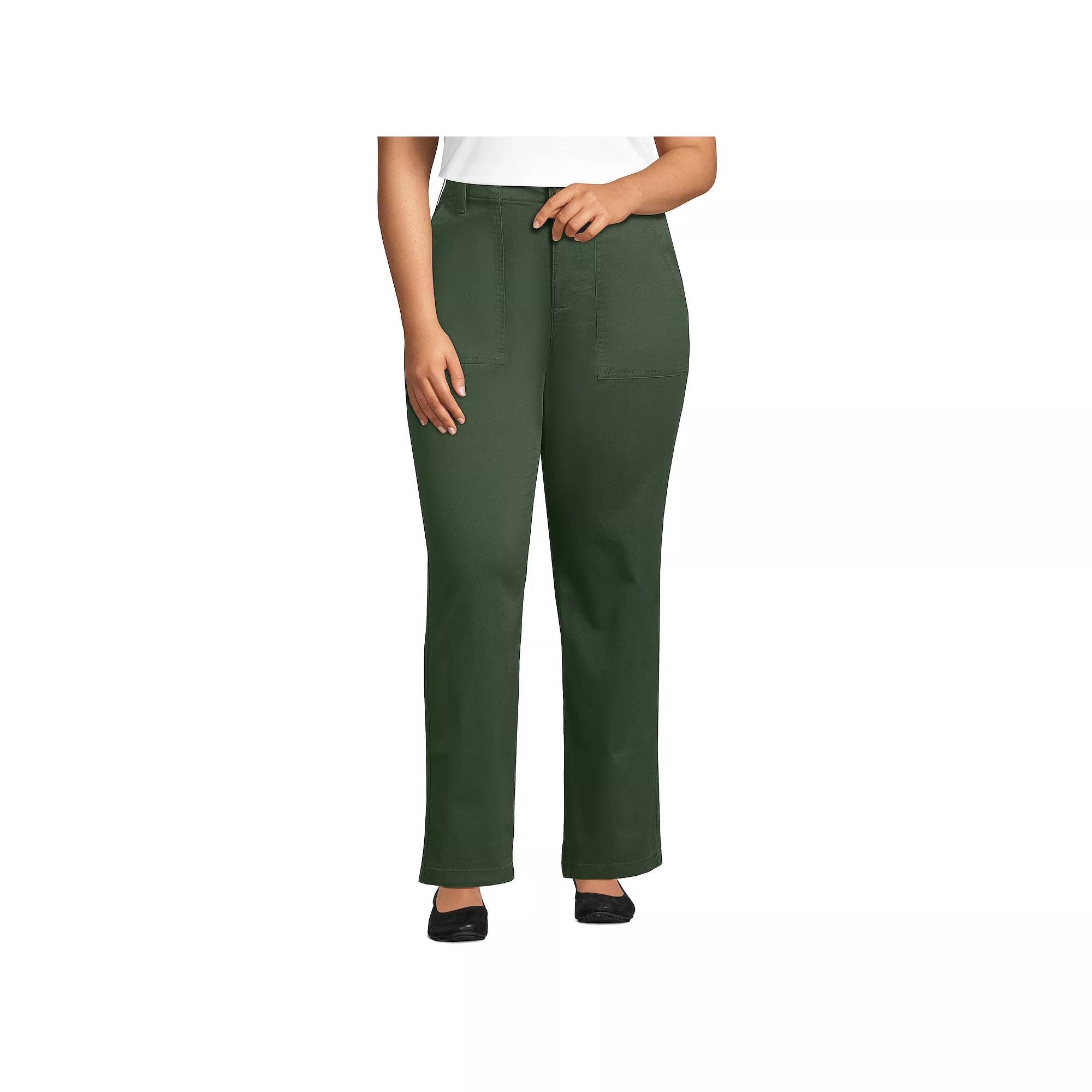 Plus Size Lands' End High-Rise Chino Utility Straight Leg Pants, Women's, Size: 16 W, Estate Green Product Image
