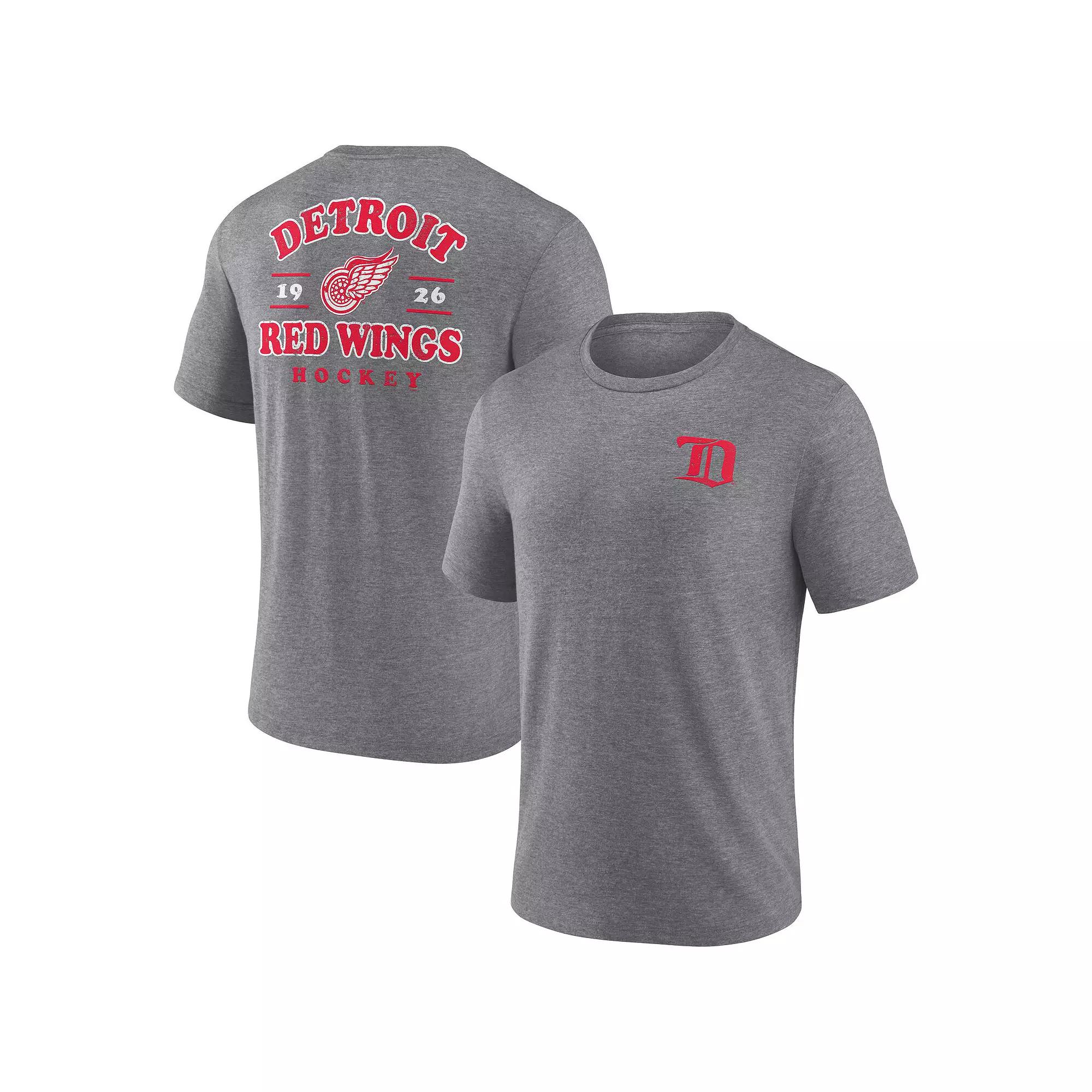 Men's Fanatics Heather Gray Detroit Red Wings Winger Tri-Blend T-Shirt,  Product Image