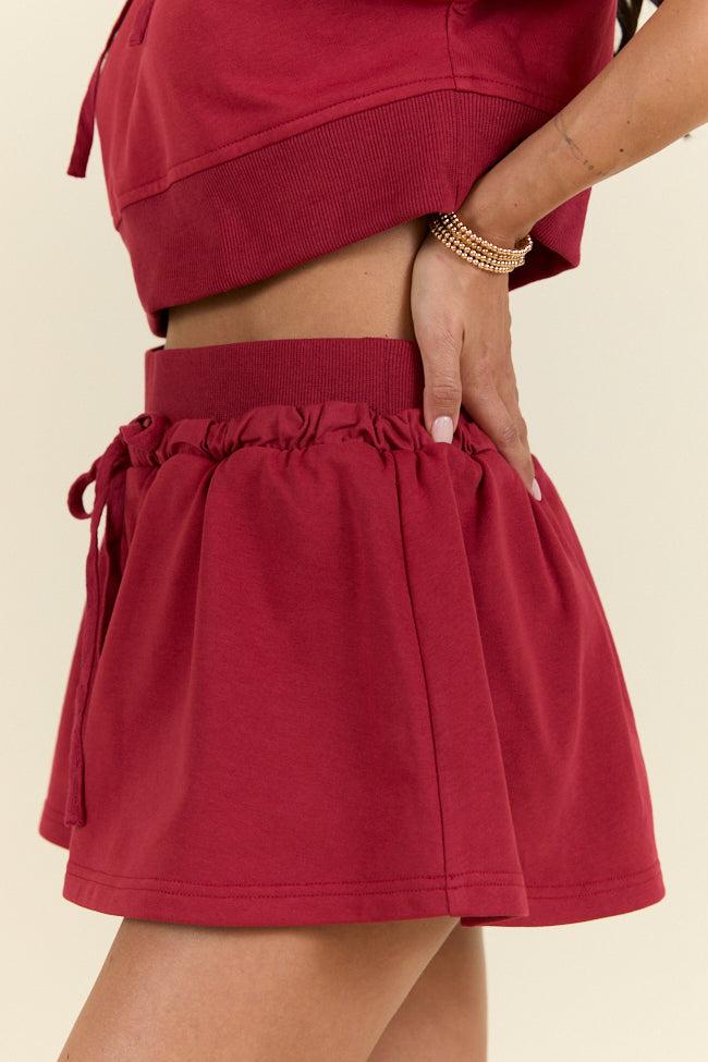 Get Up And Go Red Fleece Active Skort FINAL SALE Product Image