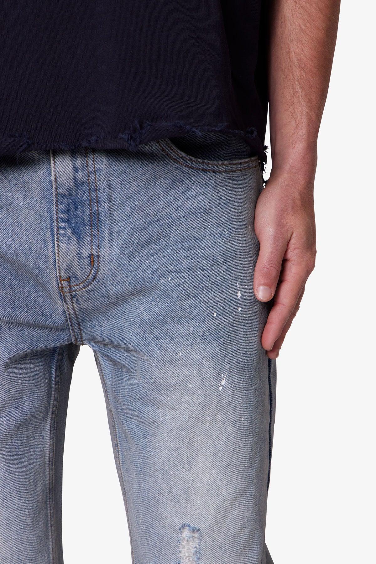 Painted Straight Denim - Light Blue Product Image
