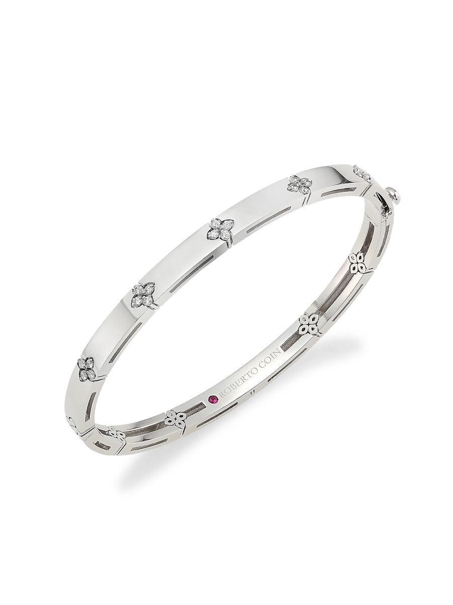 Womens Love In Verona 18K White Gold & Diamond Bangle Bracelet Product Image