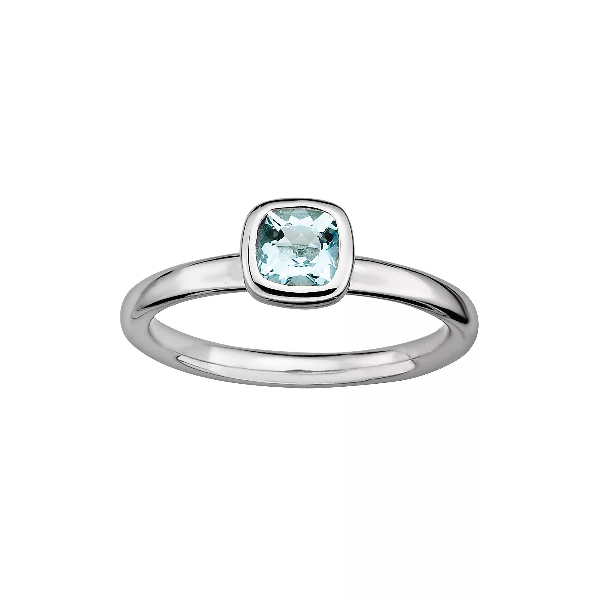 Stacks & Stones Sterling Silver Aquamarine Stack Ring, Women's, Size: 10 Product Image