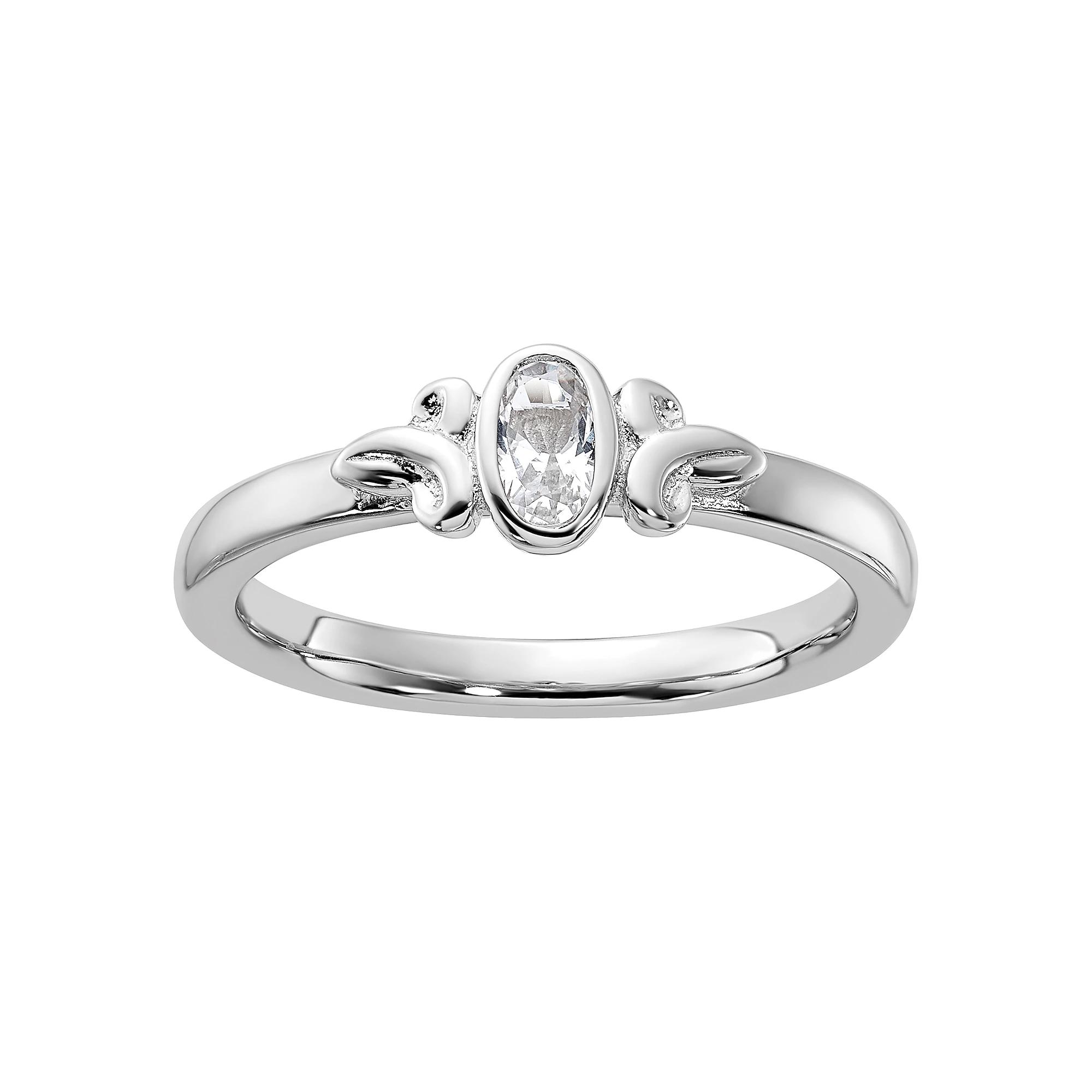 Stacks & Stones Sterling Silver Stackable Lab-Created White Sapphire Ring, Women's, Size: 6 Product Image
