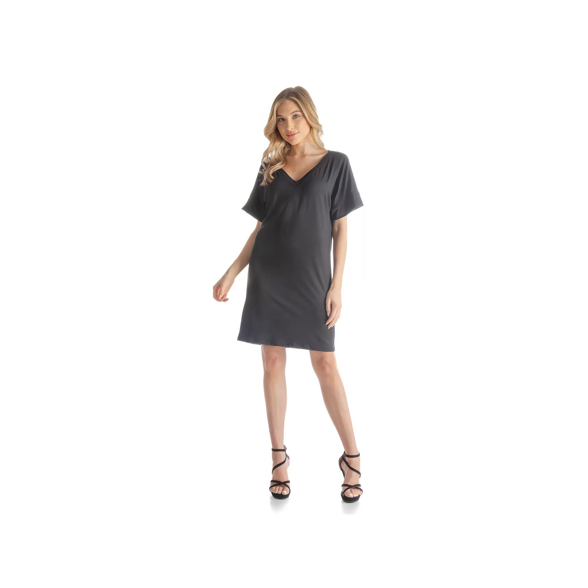 Women's 24Seven Comfort Apparel Loose Fit Tee Style Dress,  Product Image