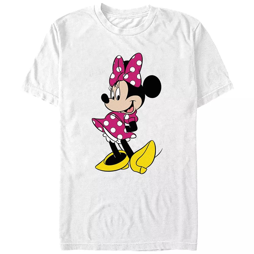Disney's Minnie Mouse Wearing Pink Polka Dot Dress Juniors' Graphic Tee, Women's,  Product Image