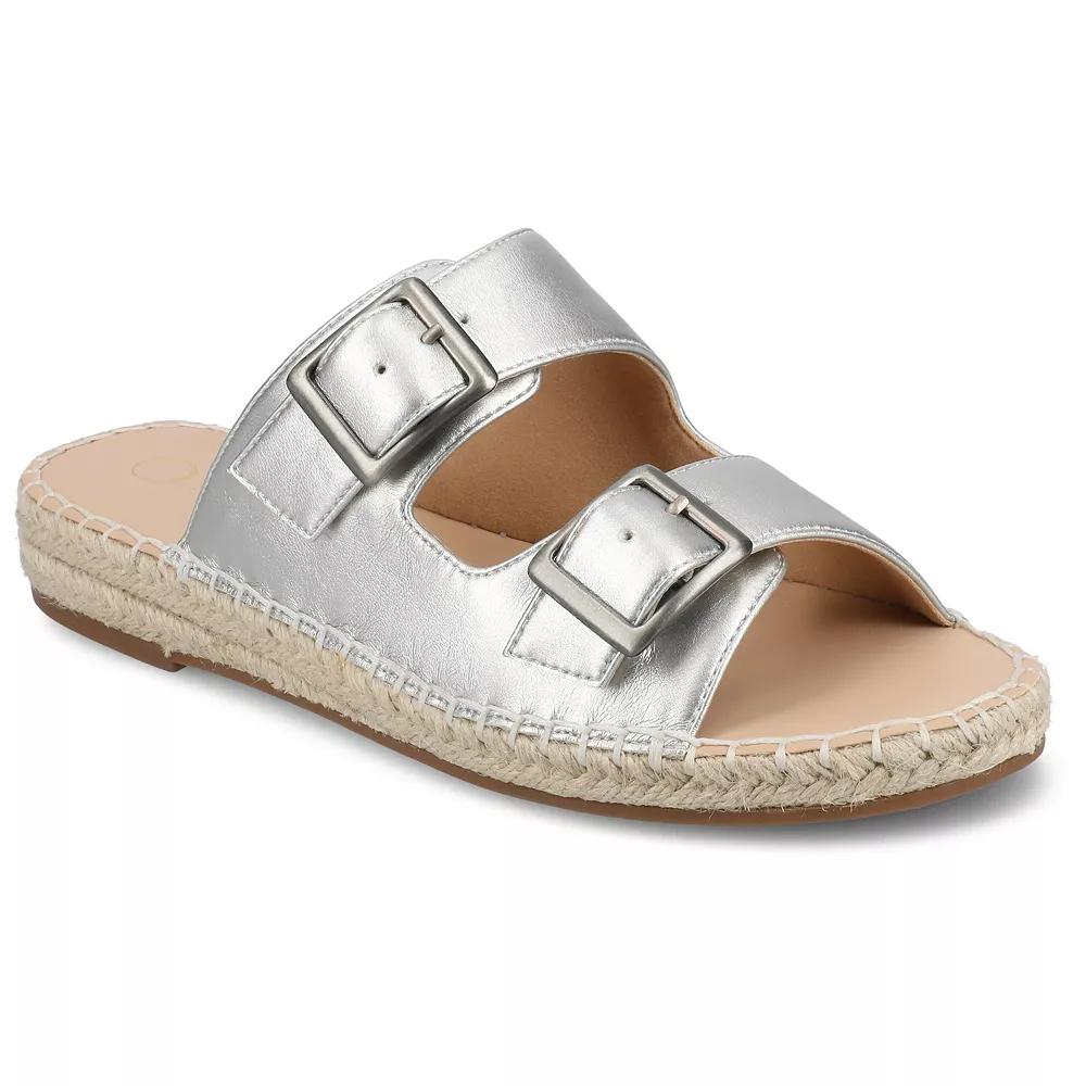Journee Women's Tresah Double Strap Espadrille Sandals, Size: 9, Silver Product Image