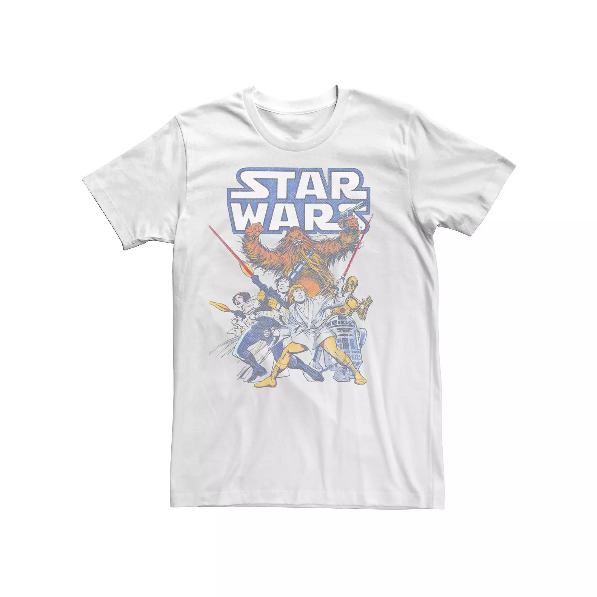 Men's Star Wars Hero's Group Shot Vintage Poster Graphic Tee,  Product Image
