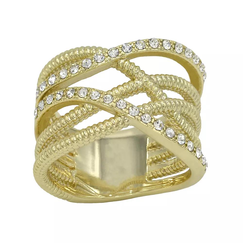 City Luxe Gold Tone Crystal Twist Band Ring, Women's, Size: 8 Product Image