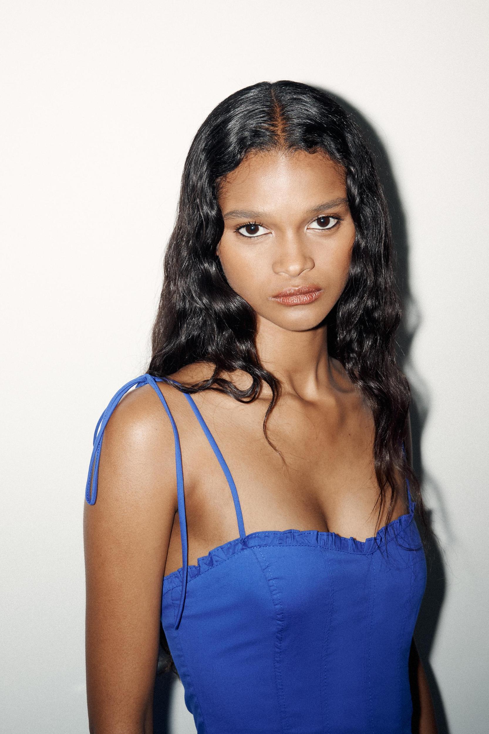 POPLIN TIE MIDI DRESS Product Image