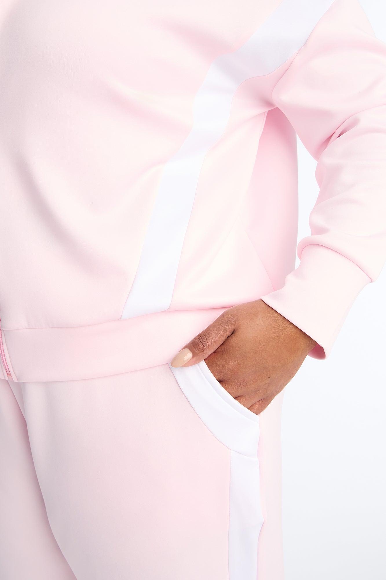 Stacy Scuba Zip Up Pant Set - Pink Female Product Image