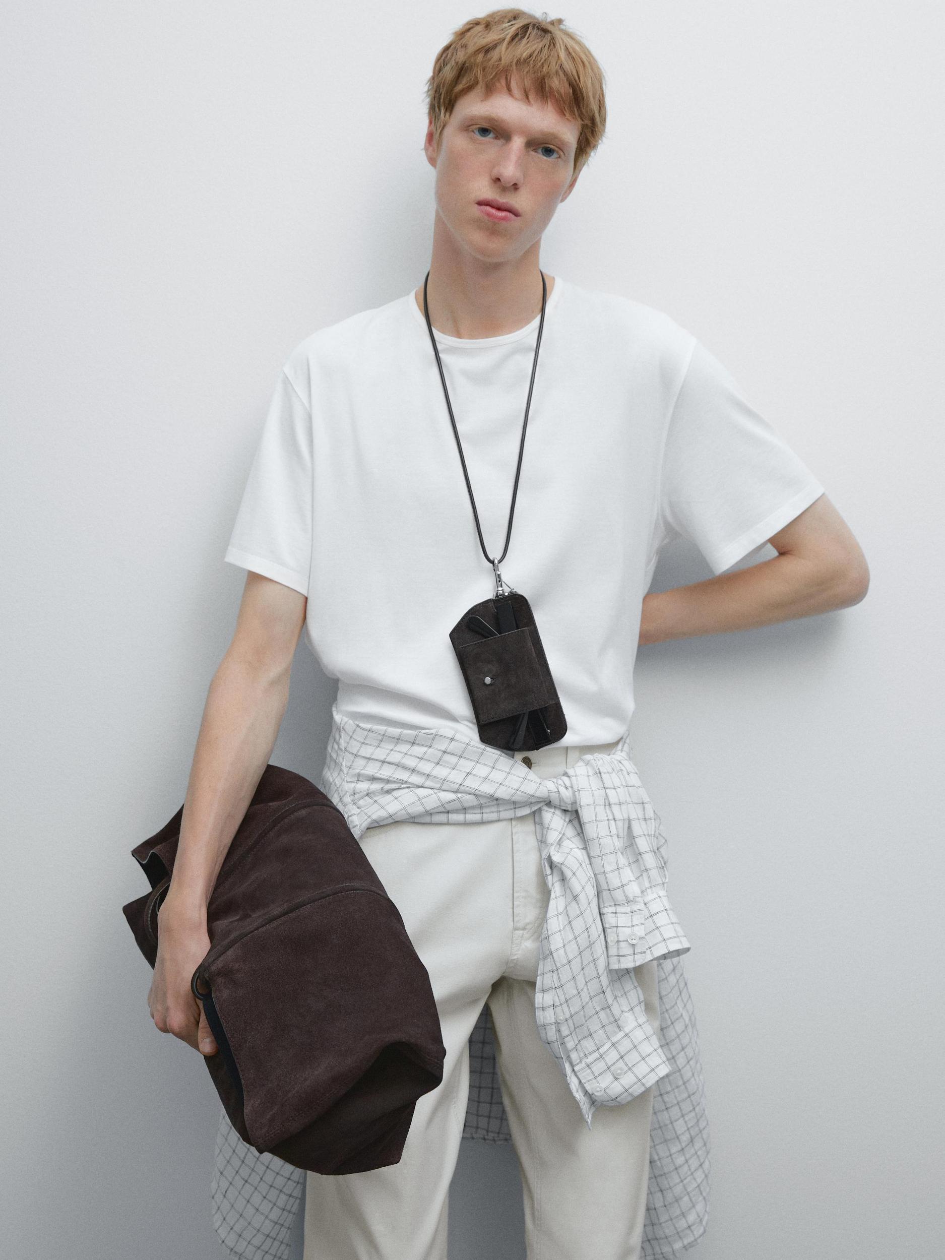 Lightweight tapered fit denim-effect trousers Product Image