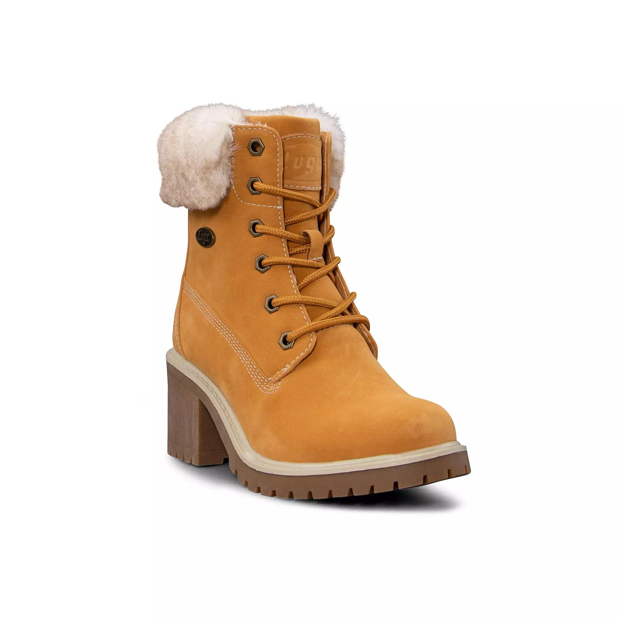 Lugz Clove Womens Faux Fur Combat Boots Golden Wheat Ivory Gum Product Image