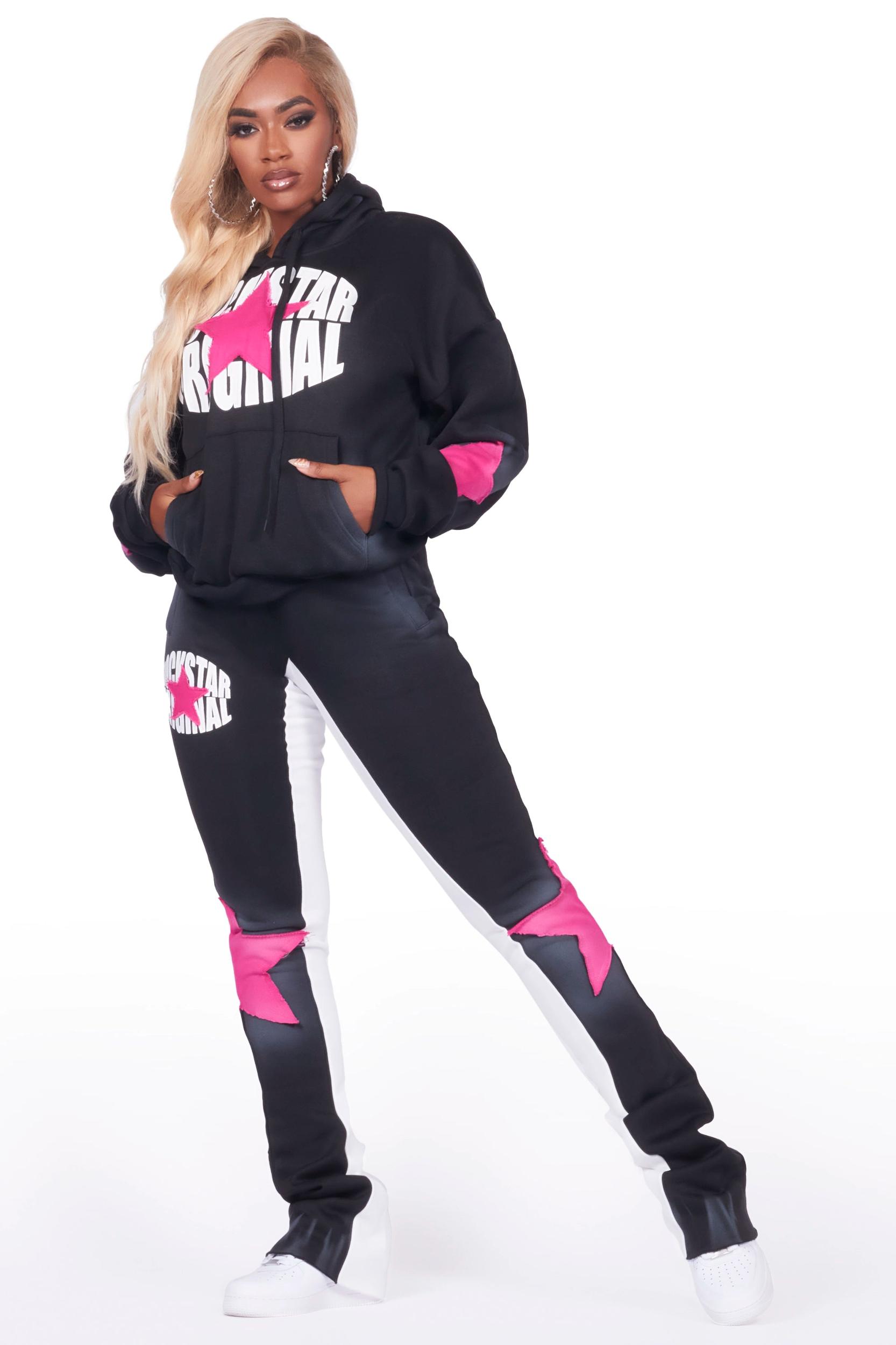 Kaliyah Black/Pink Super Stacked Trackset Female Product Image