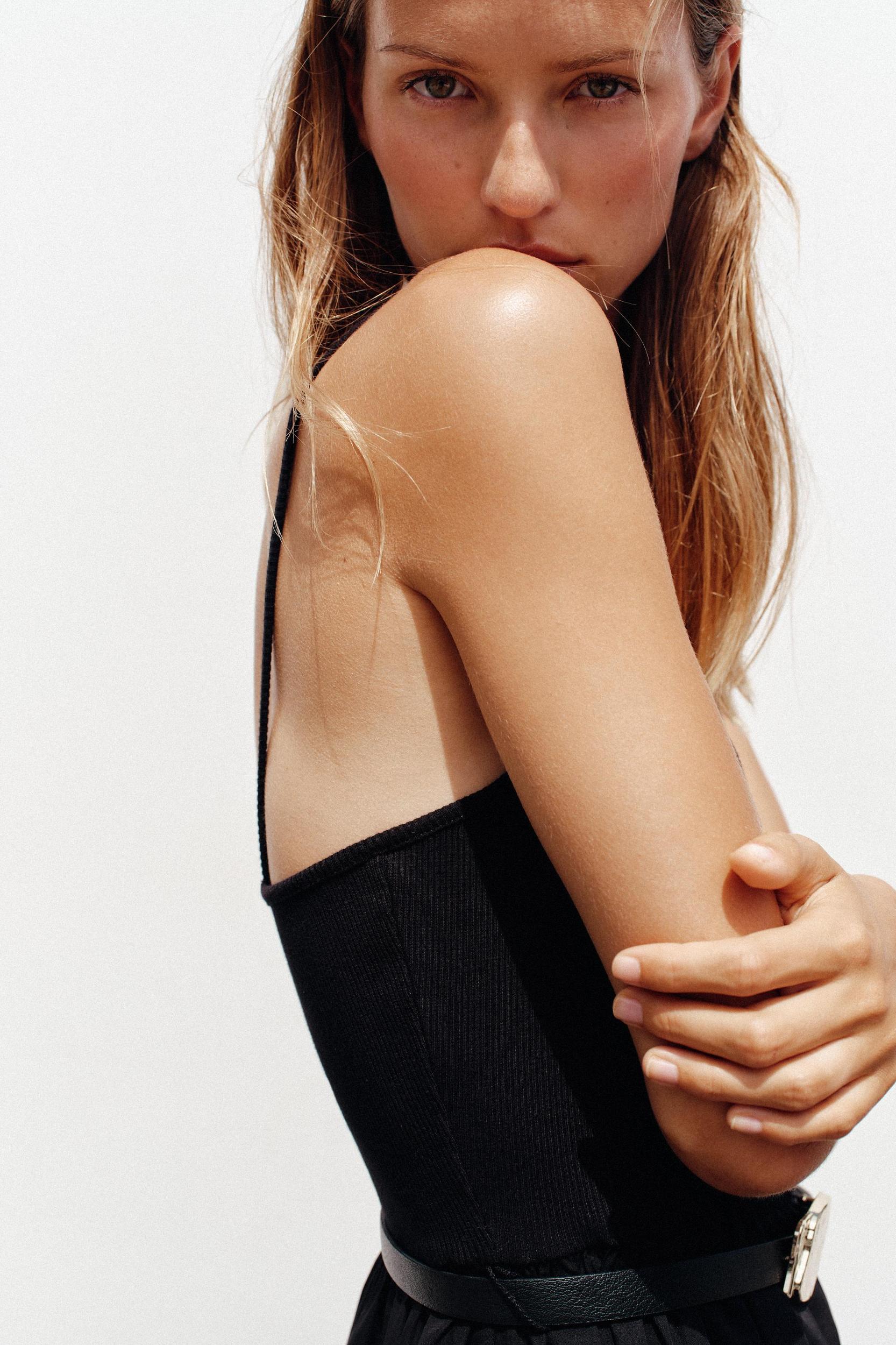 BELTED COMBINATION MIDI DRESS Product Image