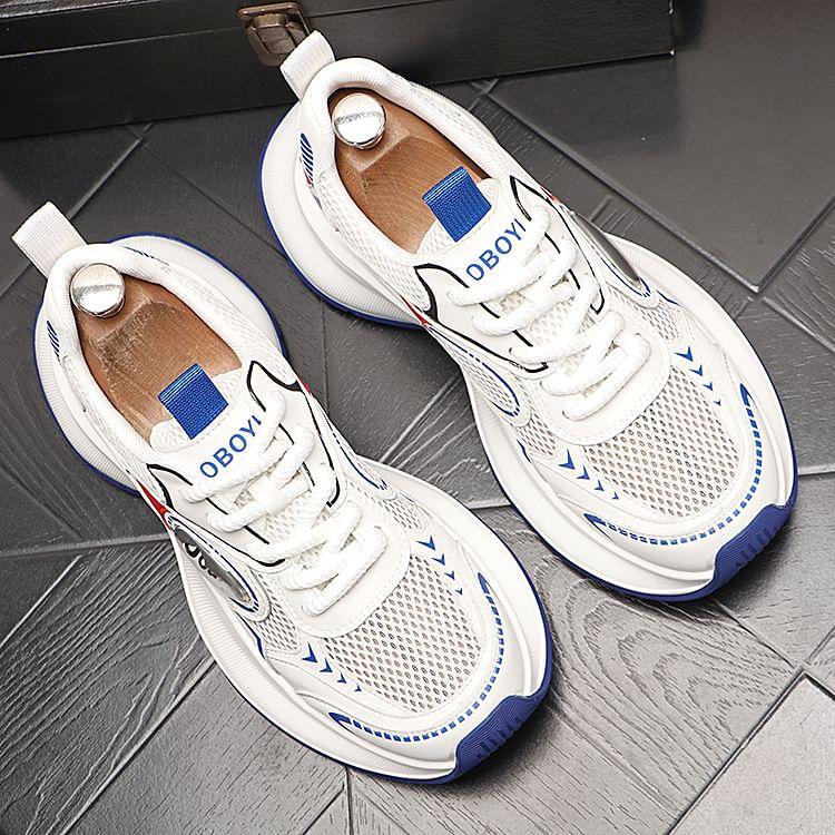 Platform Mesh Panel Lace-Up Sneakers Product Image